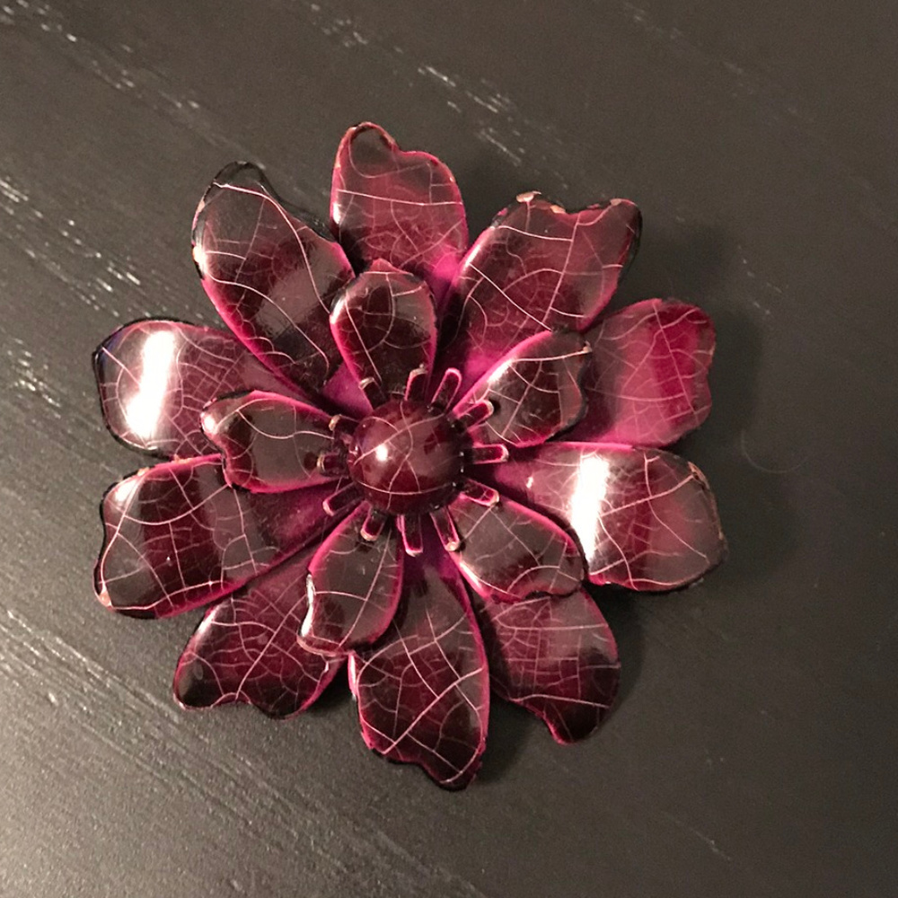 Dark Purple Crackle Enamel Style Pin